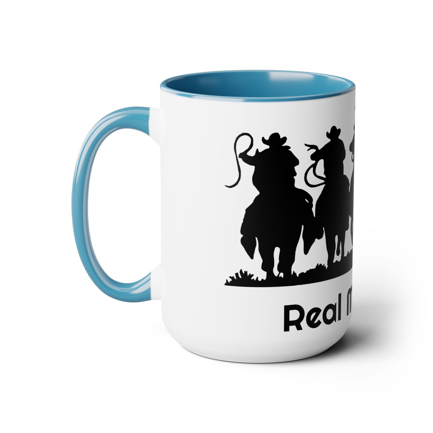 Real Men Pray - Two-Tone Coffee Mugs, Cowboys 15oz