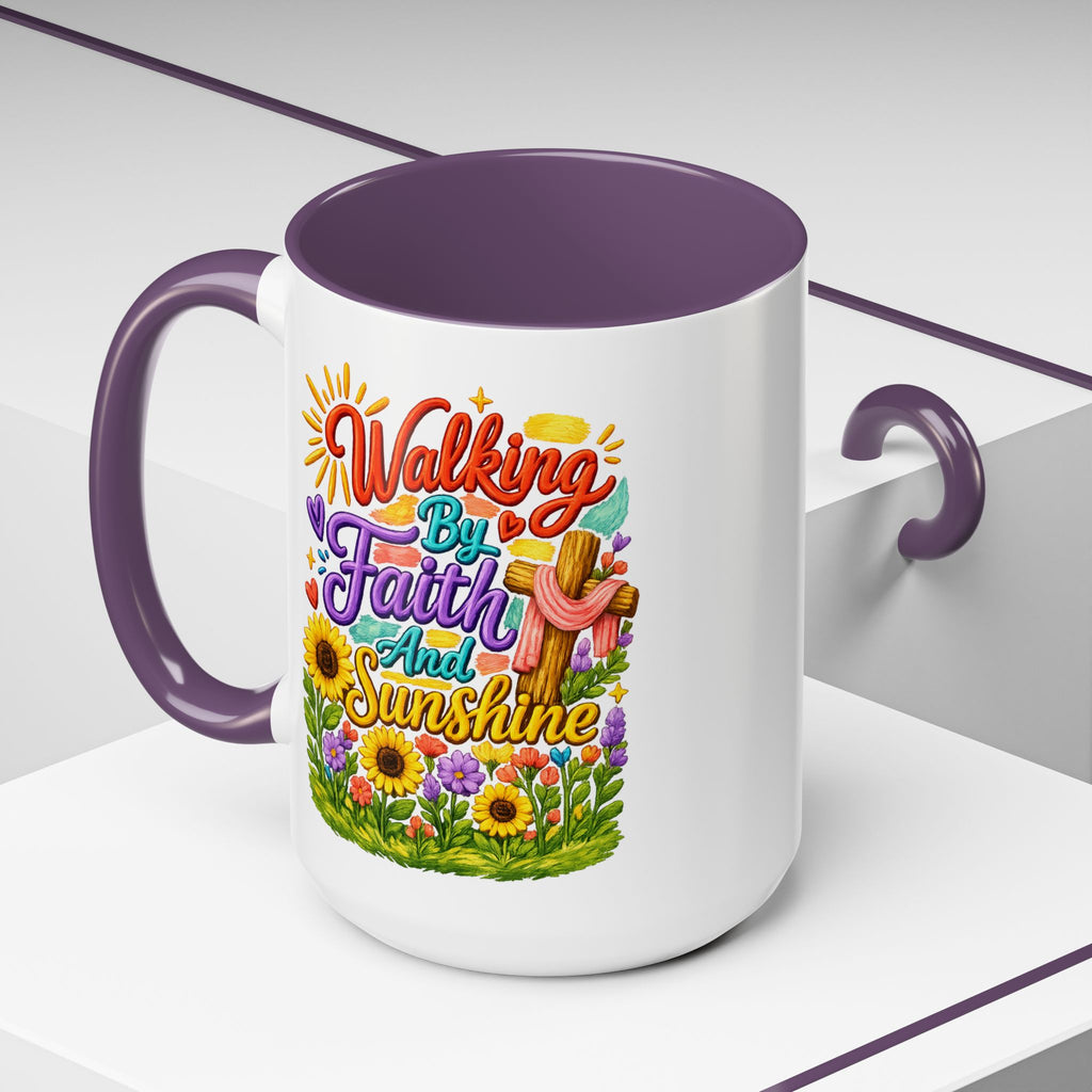 Walking by Faith and Sunshine Inspirational Coffee Mug