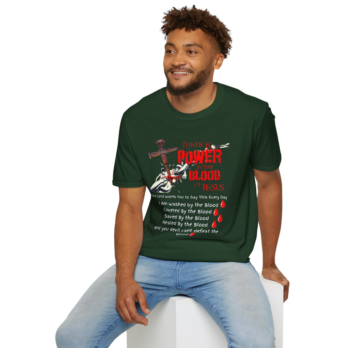 There's Power in the Blood of Jesus T-Shirt — Christian Cross Faith Shirt (Washed by the Blood)
