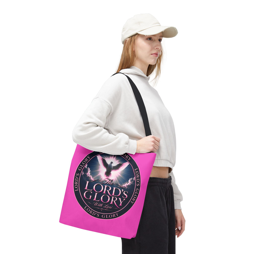 Religious Tote Bag - "The Lord's Glory with Lori" Pink All-Over-Print Christian Tote