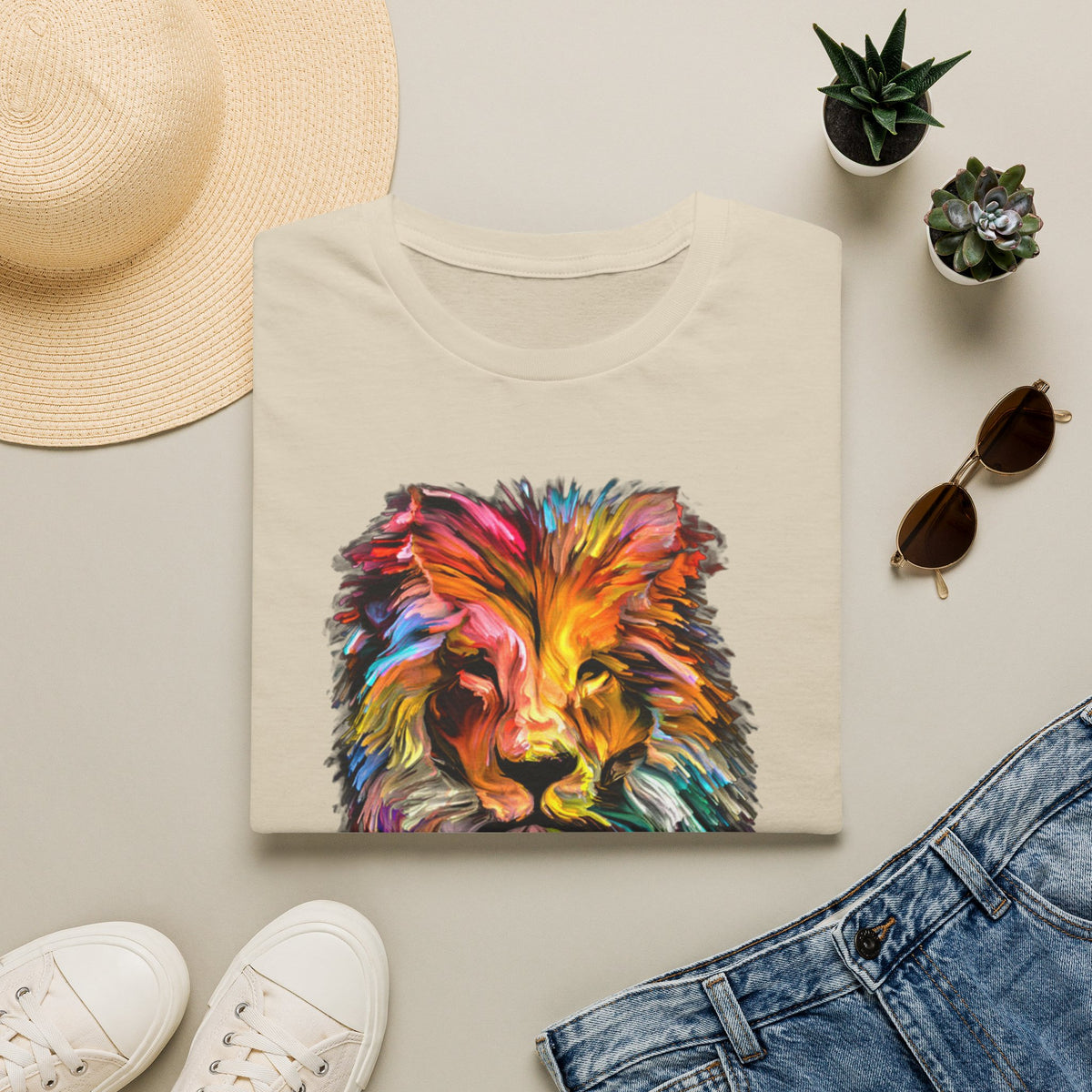 Lion of Judah Colorful Lion T-Shirt — "The Lion of Judah / Aryeh Yehudah" Graphic Tee