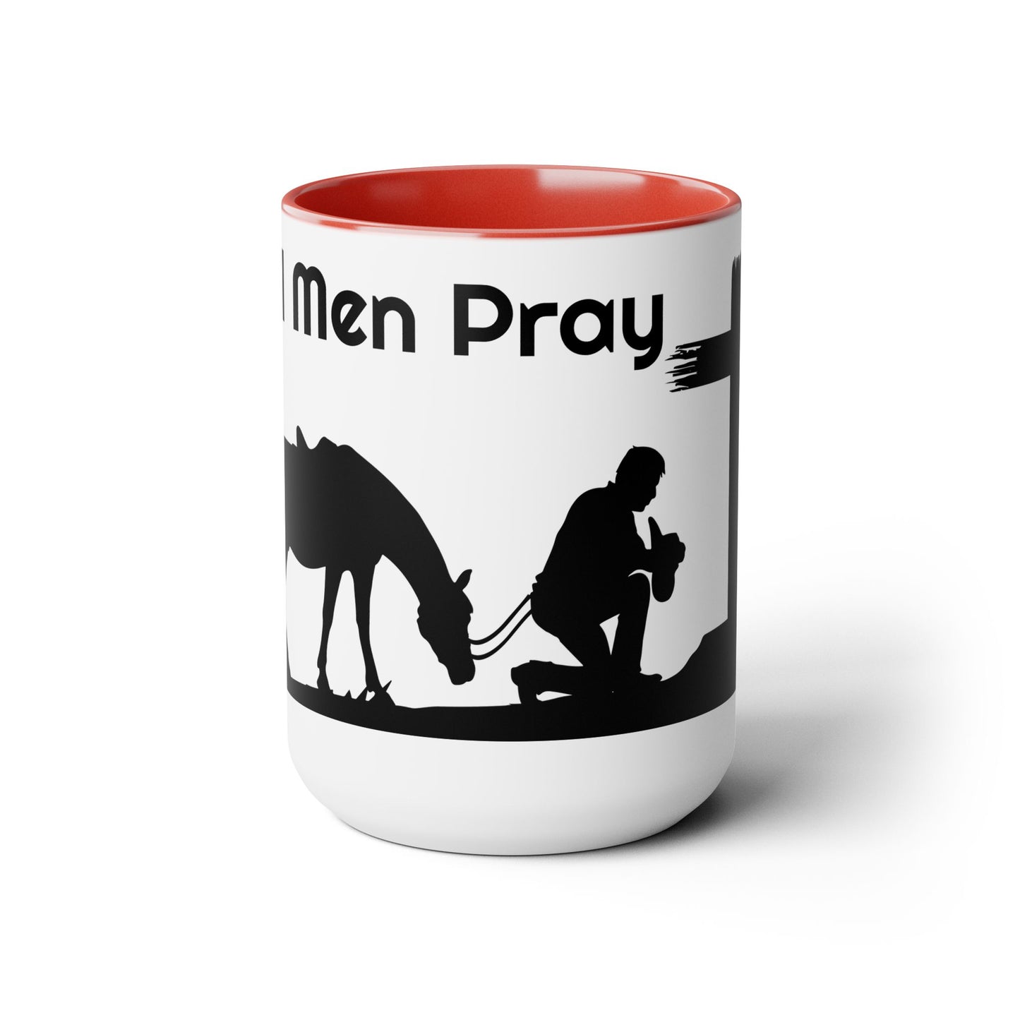 Real Men Pray! Two-Tone Coffee Mugs, 15oz