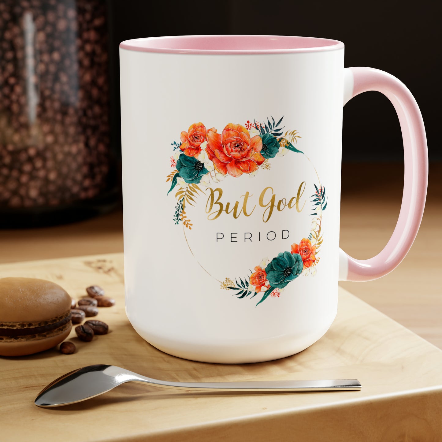 But GOD - Two-Tone Coffee Mugs, 15oz