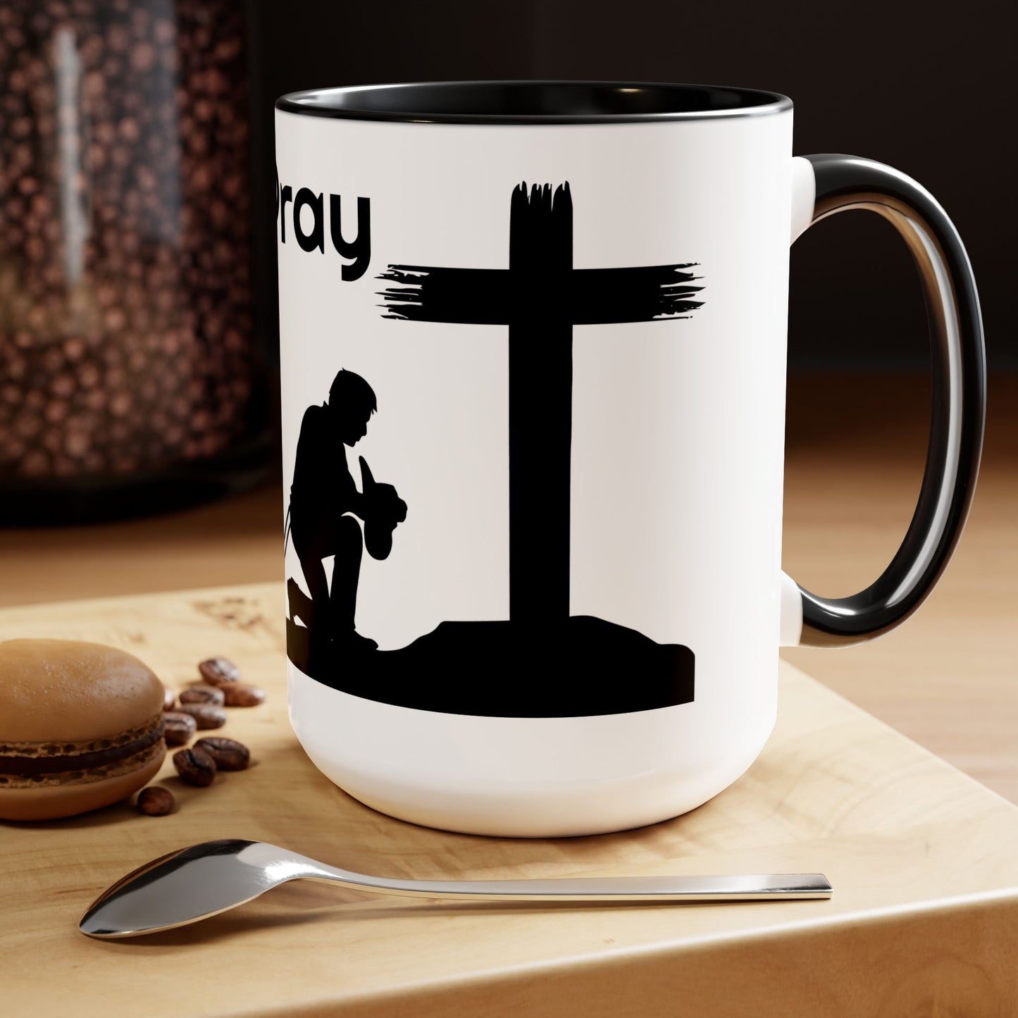 Real Men Pray! Two-Tone Coffee Mugs, 15oz