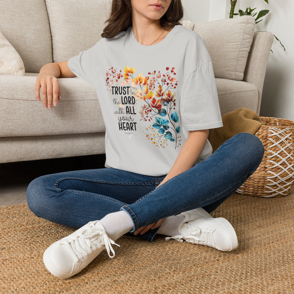 Trust the Lord with All Your Heart T-Shirt | Floral Scripture Design