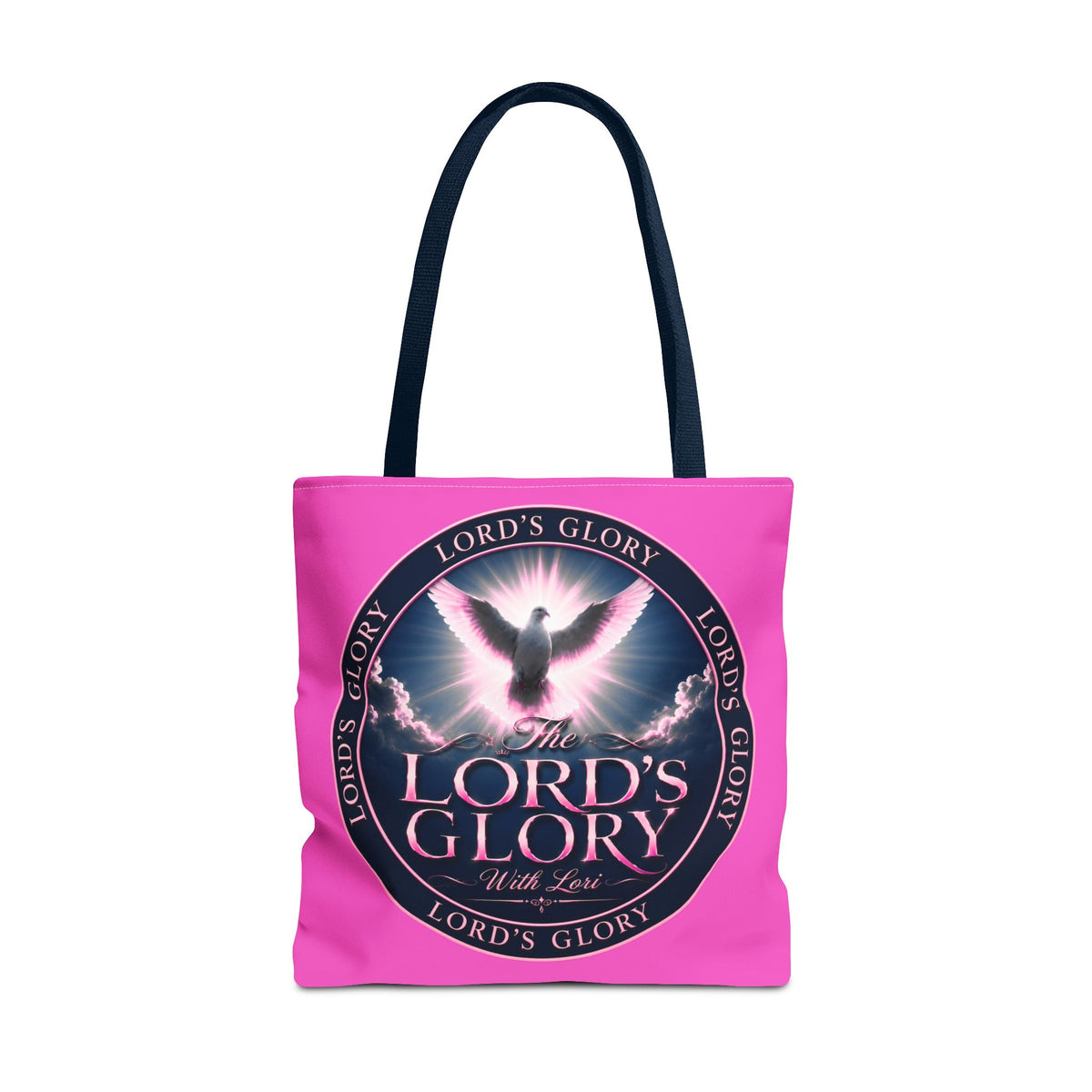 Religious Tote Bag - "The Lord's Glory with Lori" Pink All-Over-Print Christian Tote