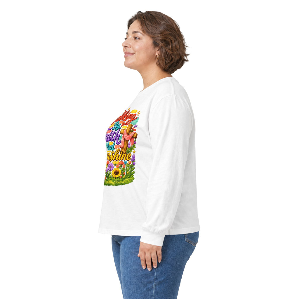 “Walking on Faith and Sunshine” Floral Long Sleeve Tee