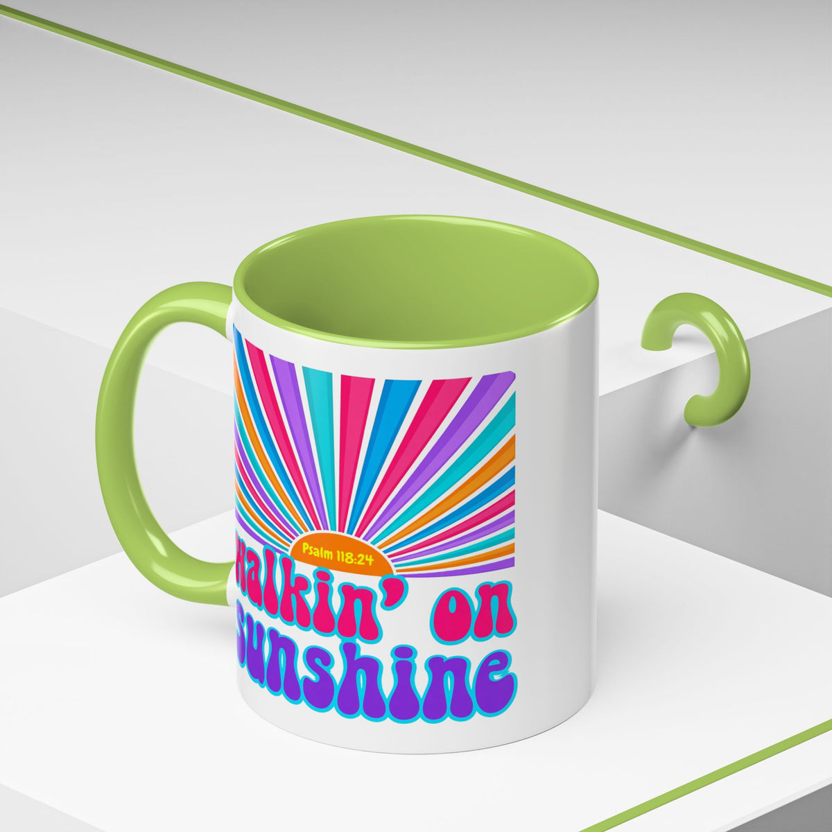 Coffee Mug — "Walkin' on Sunshine" Retro Psalm 118:24 Accent Mug