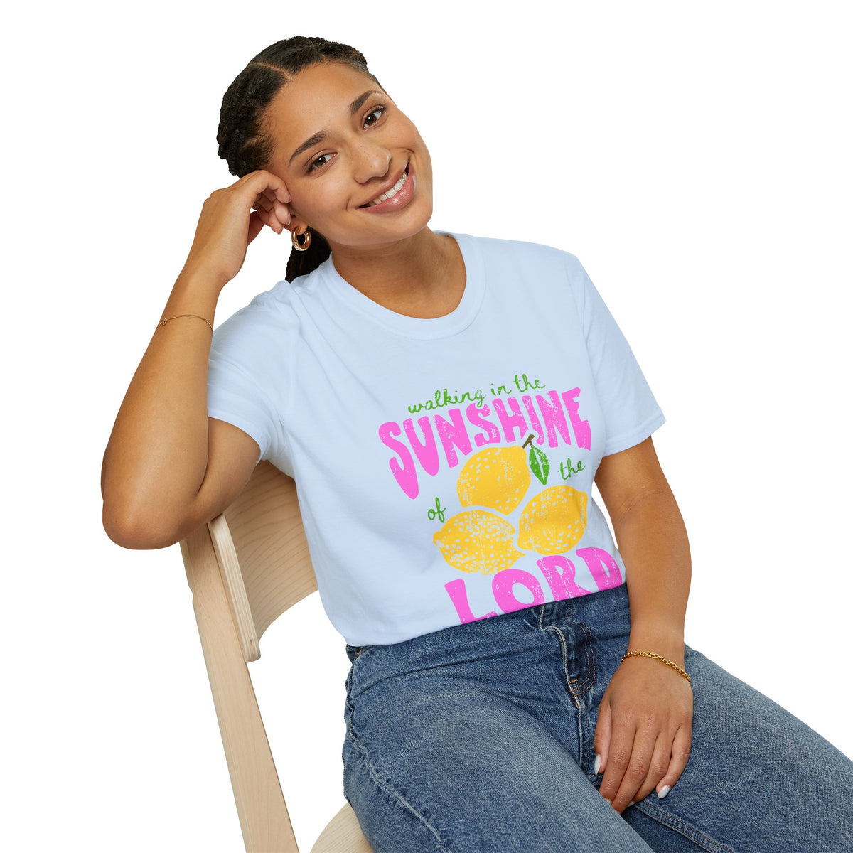 Walking on the Sunshine of the Lord T‑Shirt — Bright Lemon Faith Tee