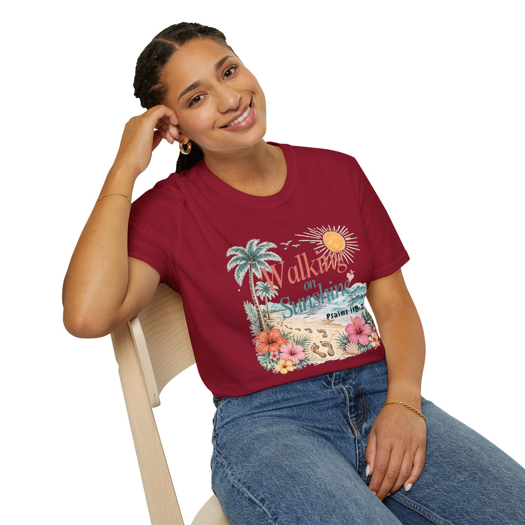 Walking on Sunshine T-Shirt — Tropical Floral Psalms 118:24 Tee