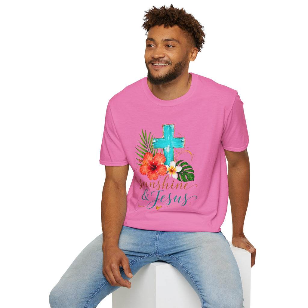 Sunshine & Jesus T-Shirt — Tropical Cross Christian Tee
