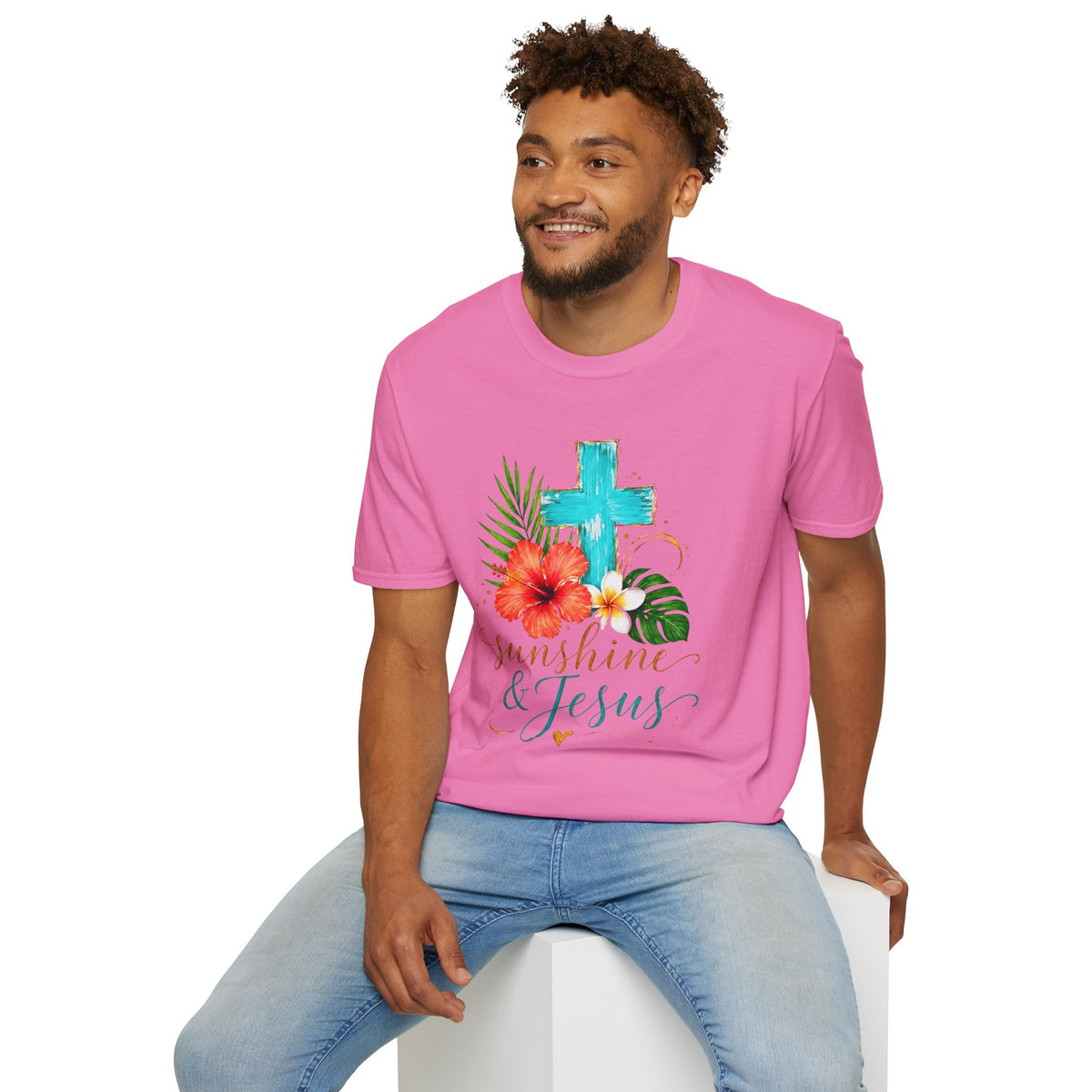 Sunshine & Jesus T-Shirt — Tropical Cross Christian Tee