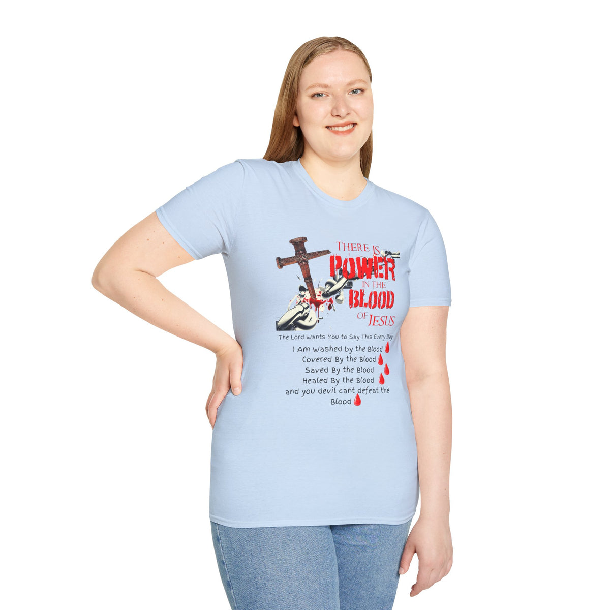 Jesus Blood Cross T-Shirt — "There Is Power In The Blood of Jesus" Christian Tee