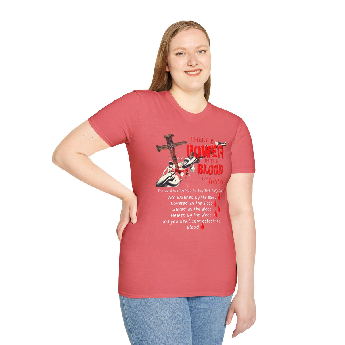 There's Power in the Blood of Jesus T-Shirt — Christian Cross Faith Shirt (Washed by the Blood)