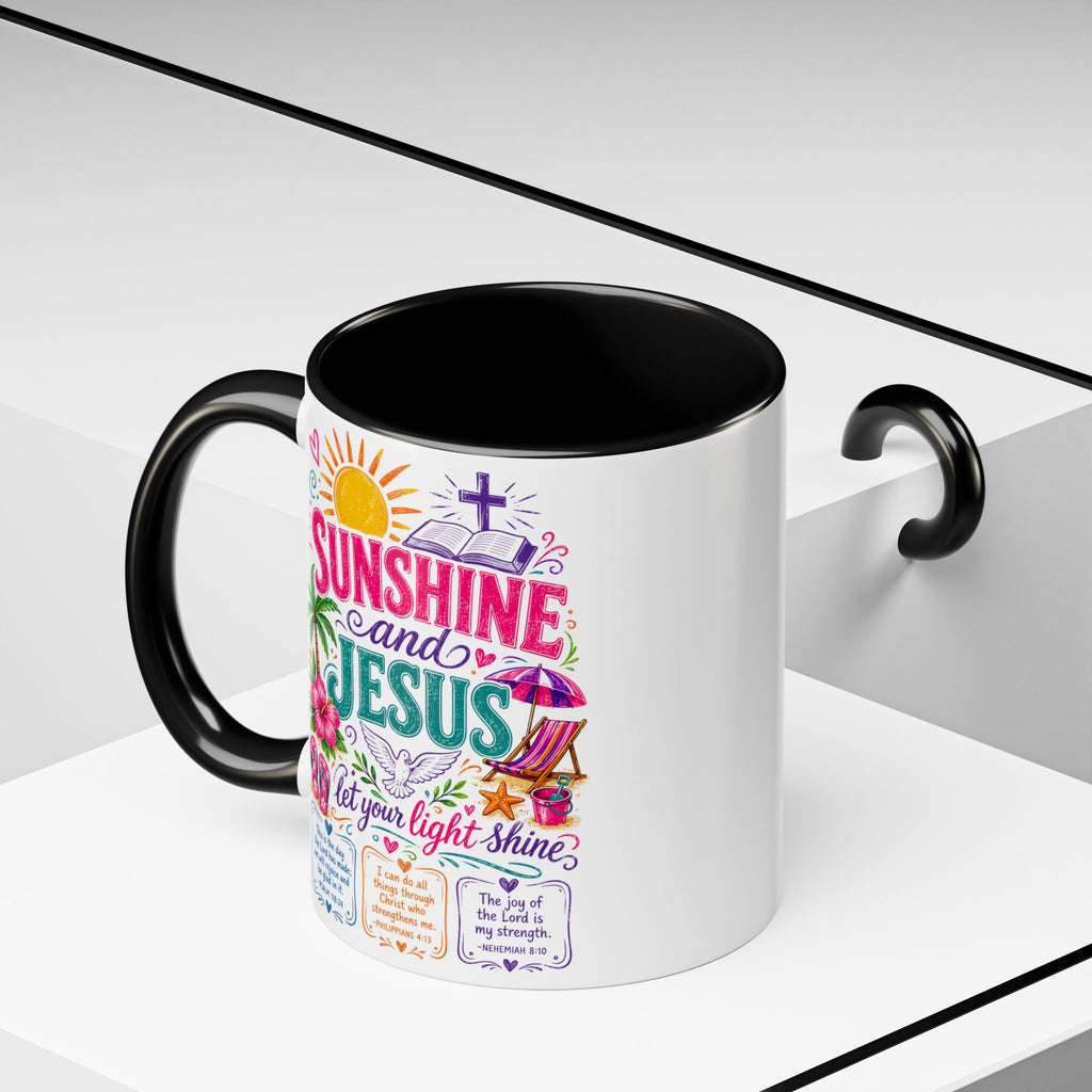 Sunshine and Jesus Coffee Mug — Faith-Inspired Beach Vibe Accent Mug (11/15oz)