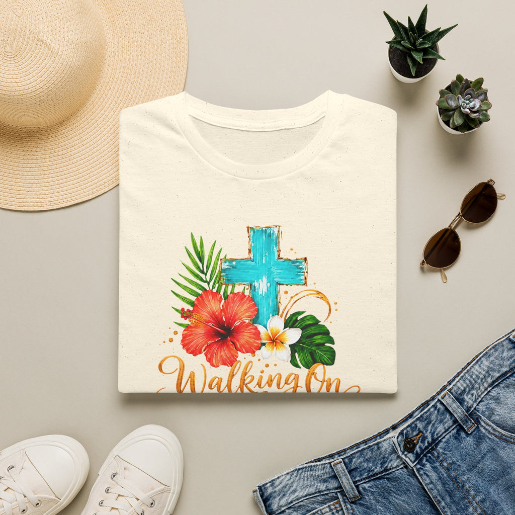 Walking on Sunshine & Jesus Floral Cross T-Shirt