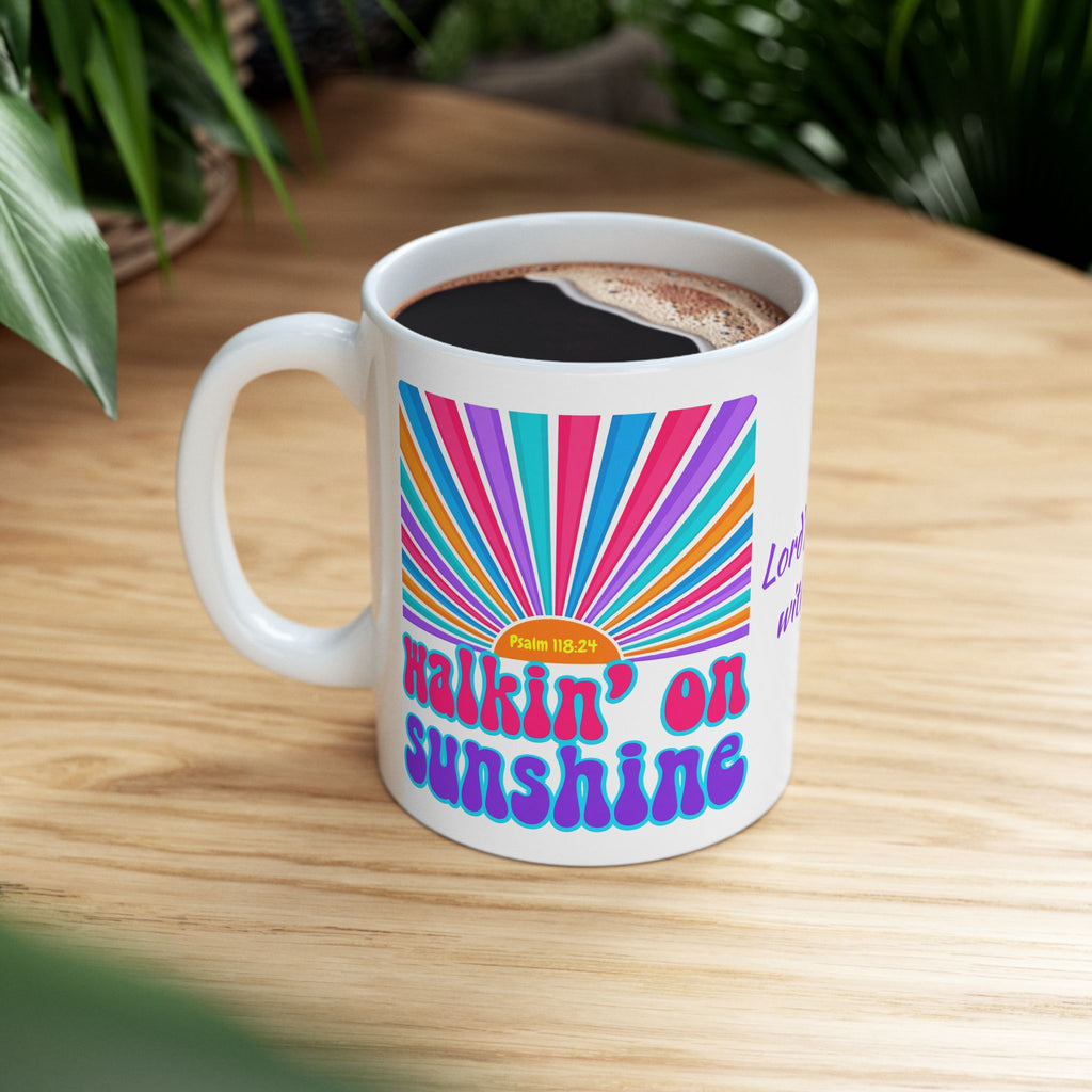 Walking on Sunshine Christian Coffee Mug — "Lord's Glory with Lori" Colorful Sunrise Faith Mug (11oz, 15oz)