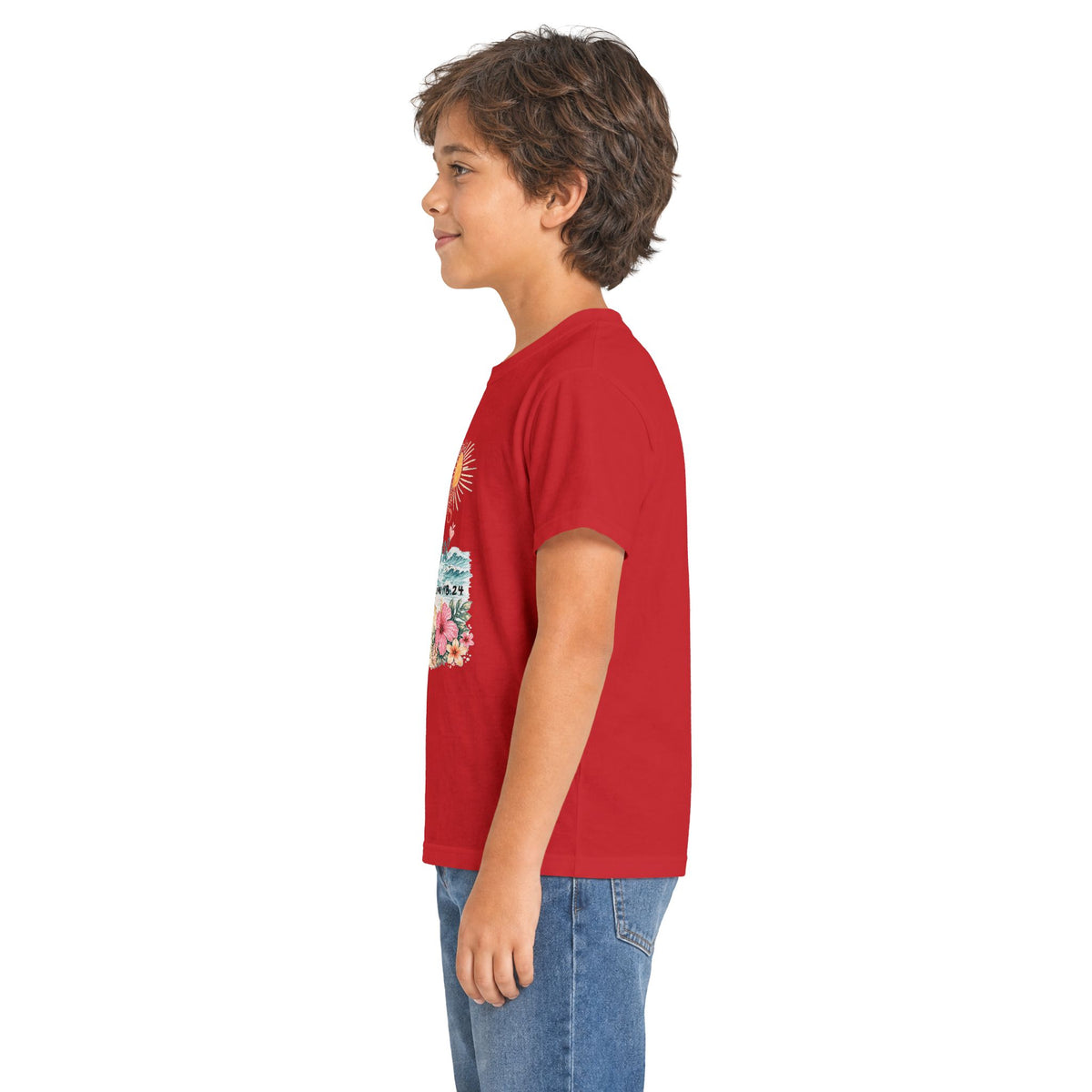 Kids Tee — "Walking in Sunshine" Floral Palm Beach Christian T‑Shirt (Psalm 118:24)