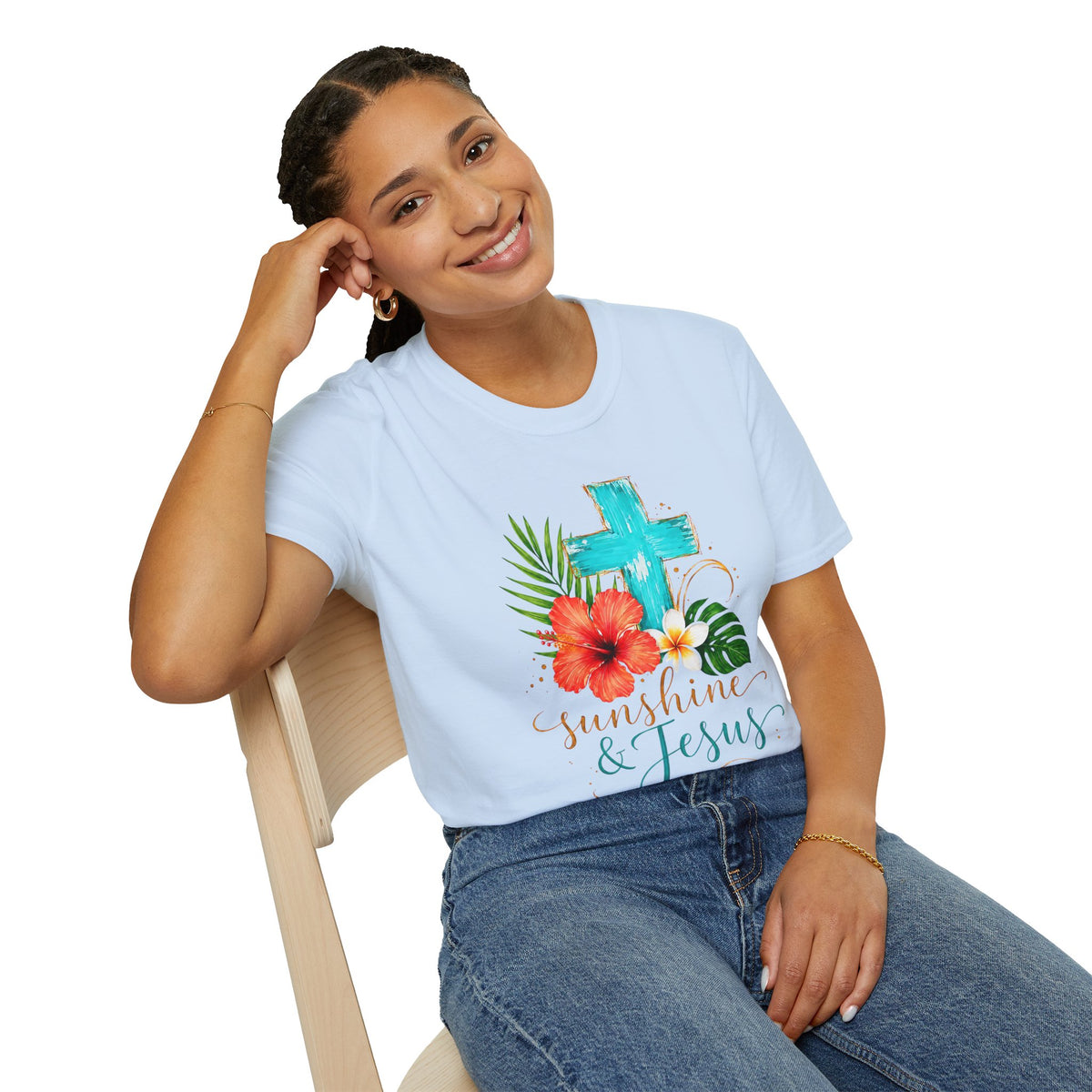 Sunshine & Jesus T-Shirt — Tropical Cross Christian Tee