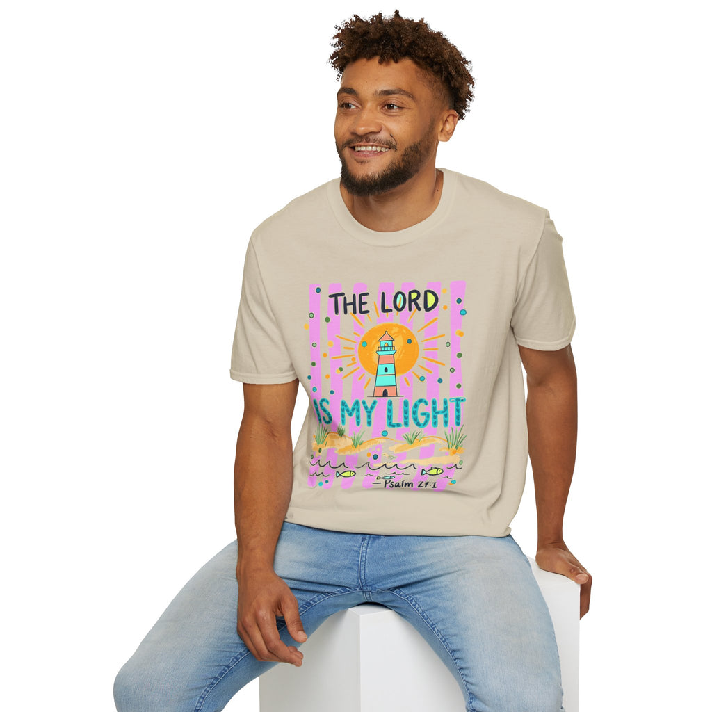 The Lord Is My Light Lighthouse Christian T-Shirt — Psalm 27:1  Inspirational Tee