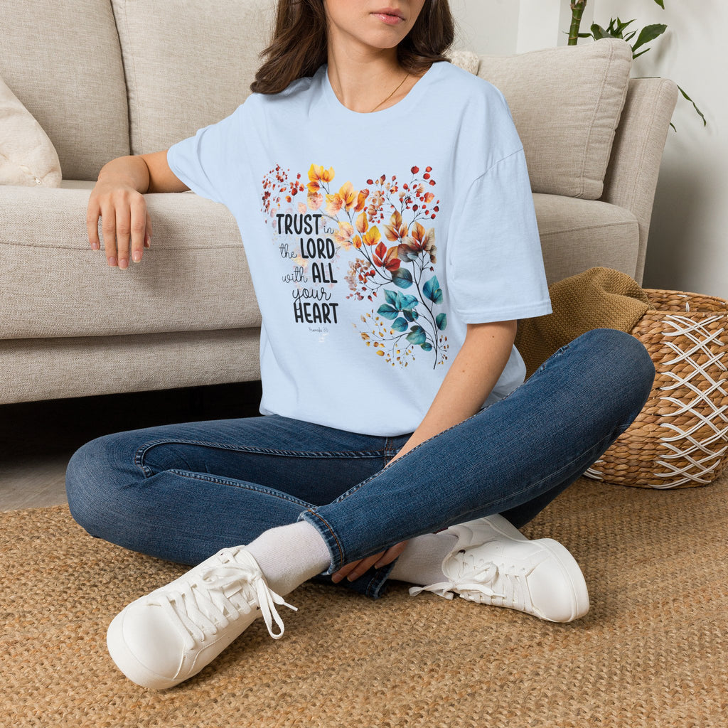 Trust the Lord with All Your Heart T-Shirt | Floral Scripture Design