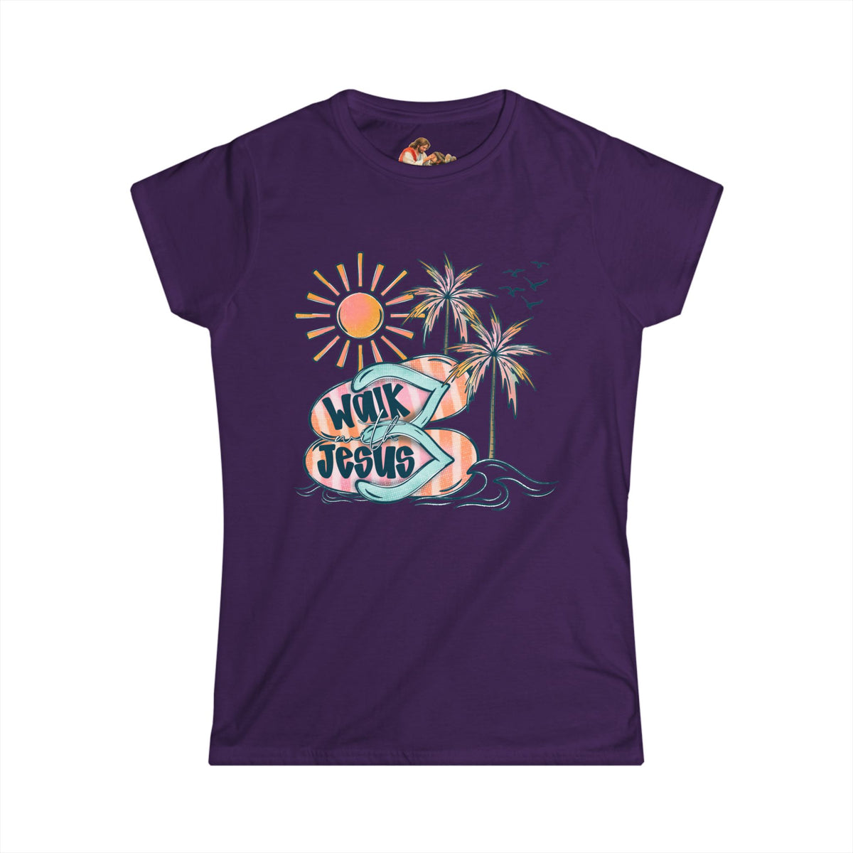 Walk By Faith surf design Tee | Palm Trees, Sun, Beach Vibes