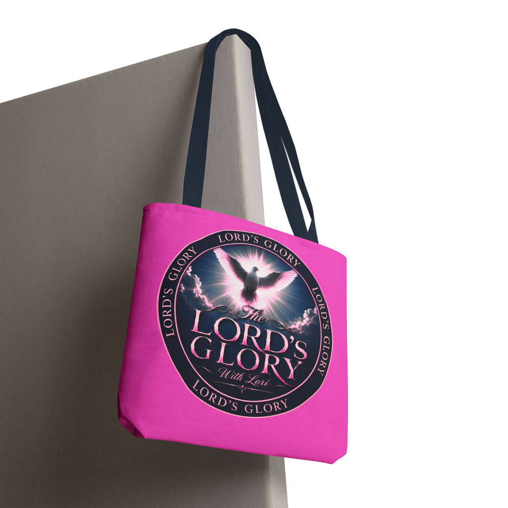 Religious Tote Bag - "The Lord's Glory with Lori" Pink All-Over-Print Christian Tote