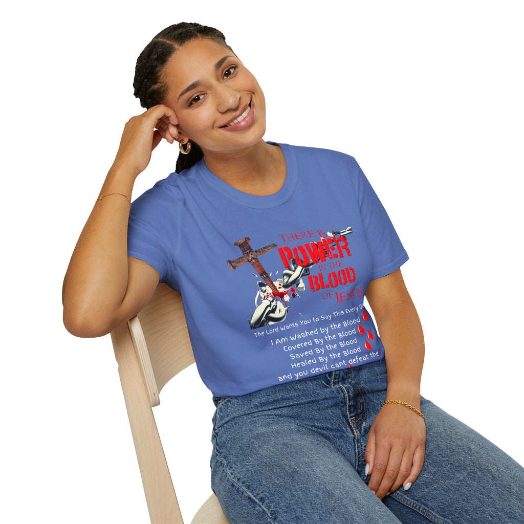 There's Power in the Blood of Jesus T-Shirt — Christian Cross Faith Shirt (Washed by the Blood)