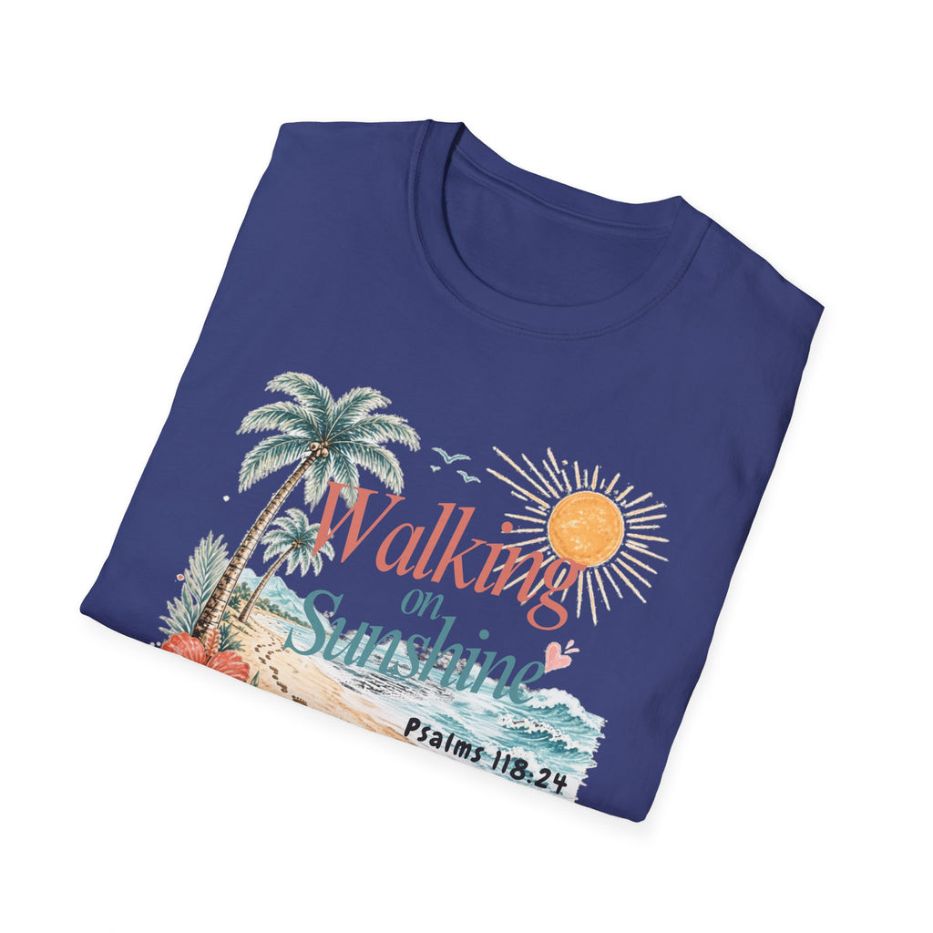 Walking on Sunshine T-Shirt — Tropical Floral Psalms 118:24 Tee
