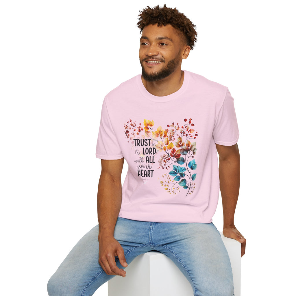 Trust the Lord with All Your Heart T-Shirt | Floral Scripture Design