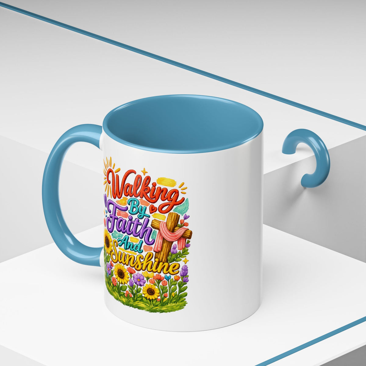 Walking by Faith and Sunshine Inspirational Coffee Mug