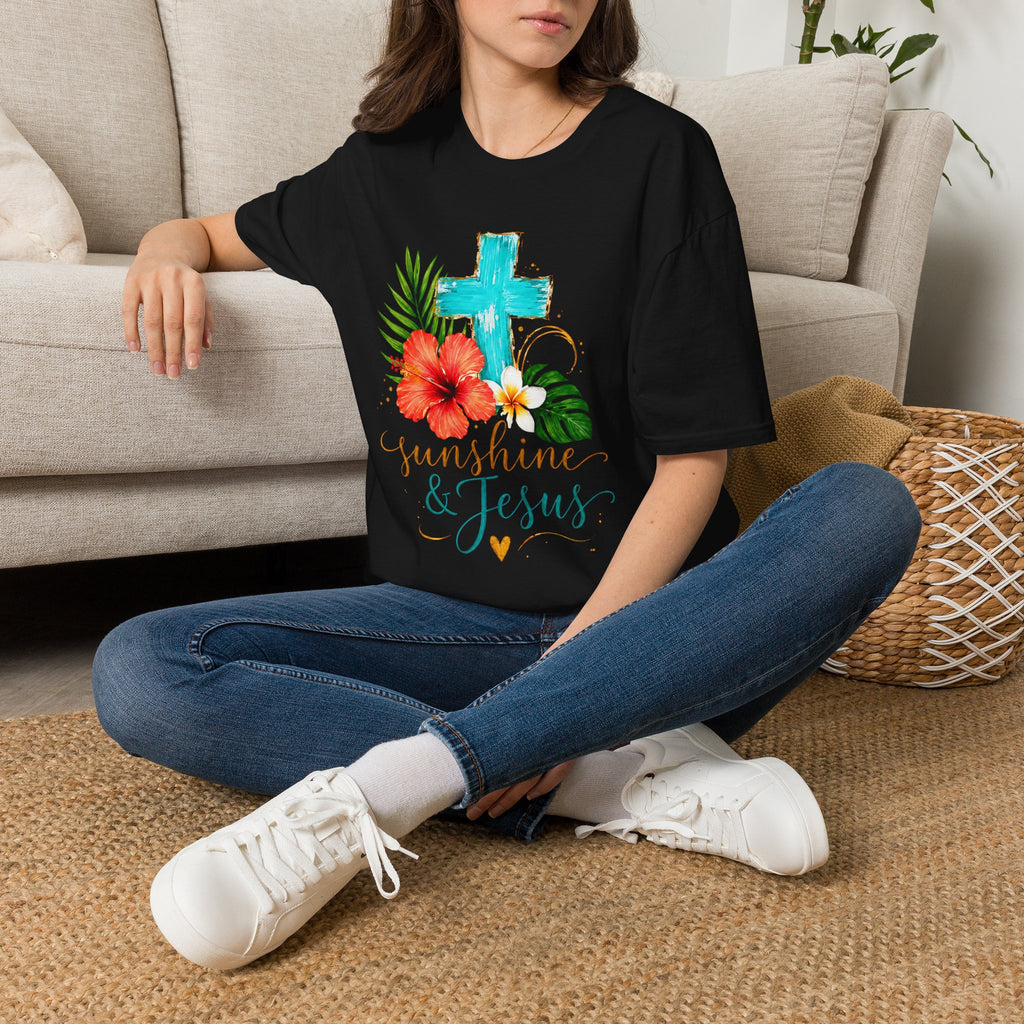 Sunshine & Jesus T-Shirt — Tropical Cross Christian Tee