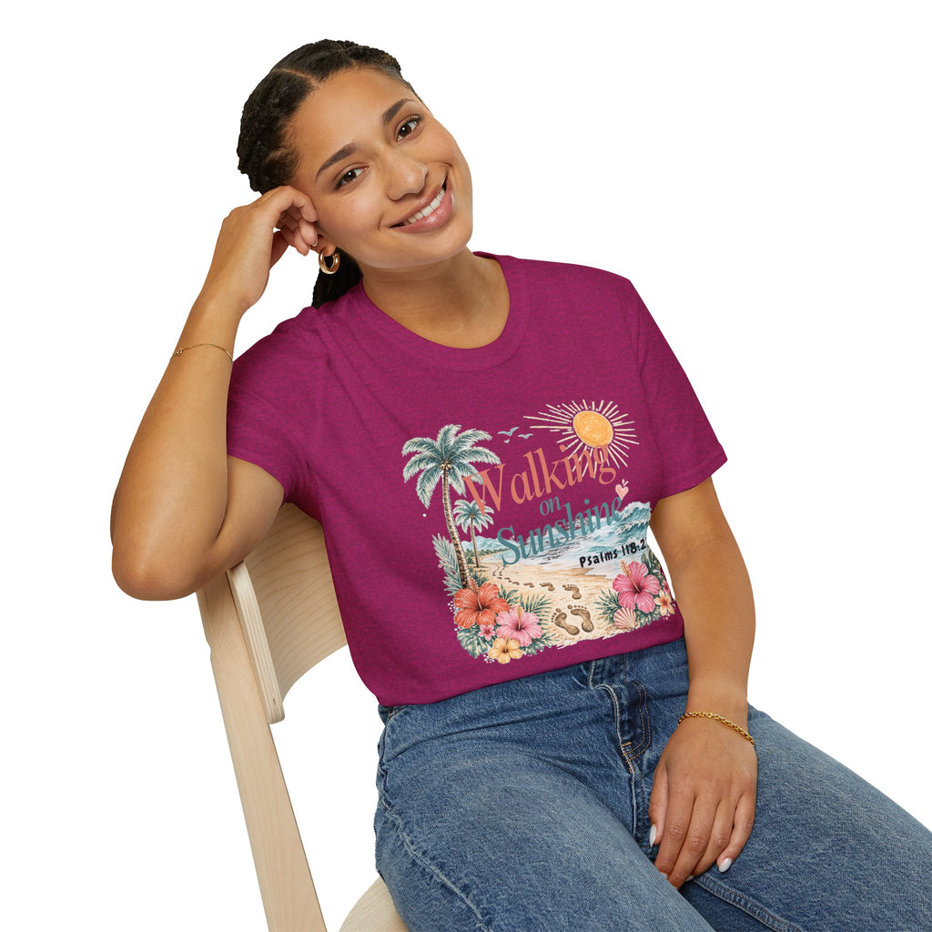 Walking on Sunshine T-Shirt — Tropical Floral Psalms 118:24 Tee