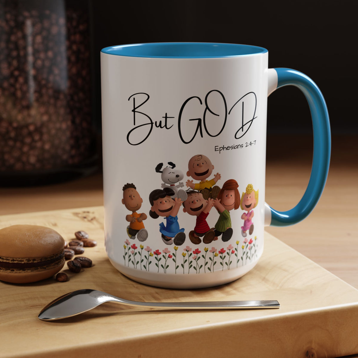 But God Scripture Coffee Mug — Genesis 50:20 Inspirational Heart Accent Mug (11/15oz)