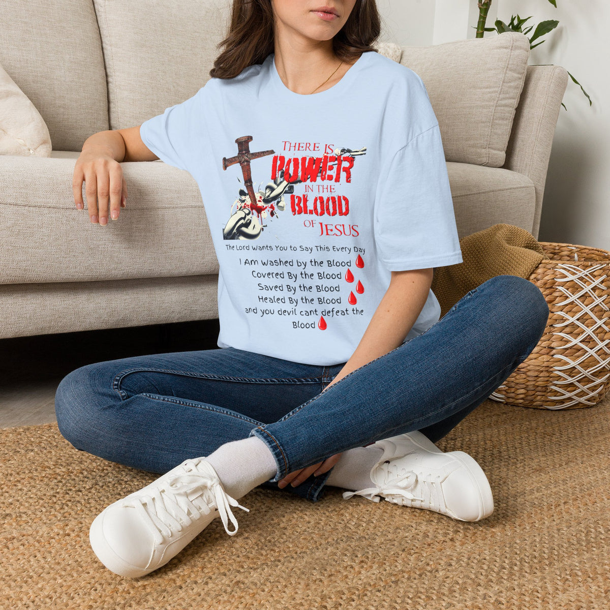 Jesus Blood Cross T-Shirt — "There Is Power In The Blood of Jesus" Christian Tee