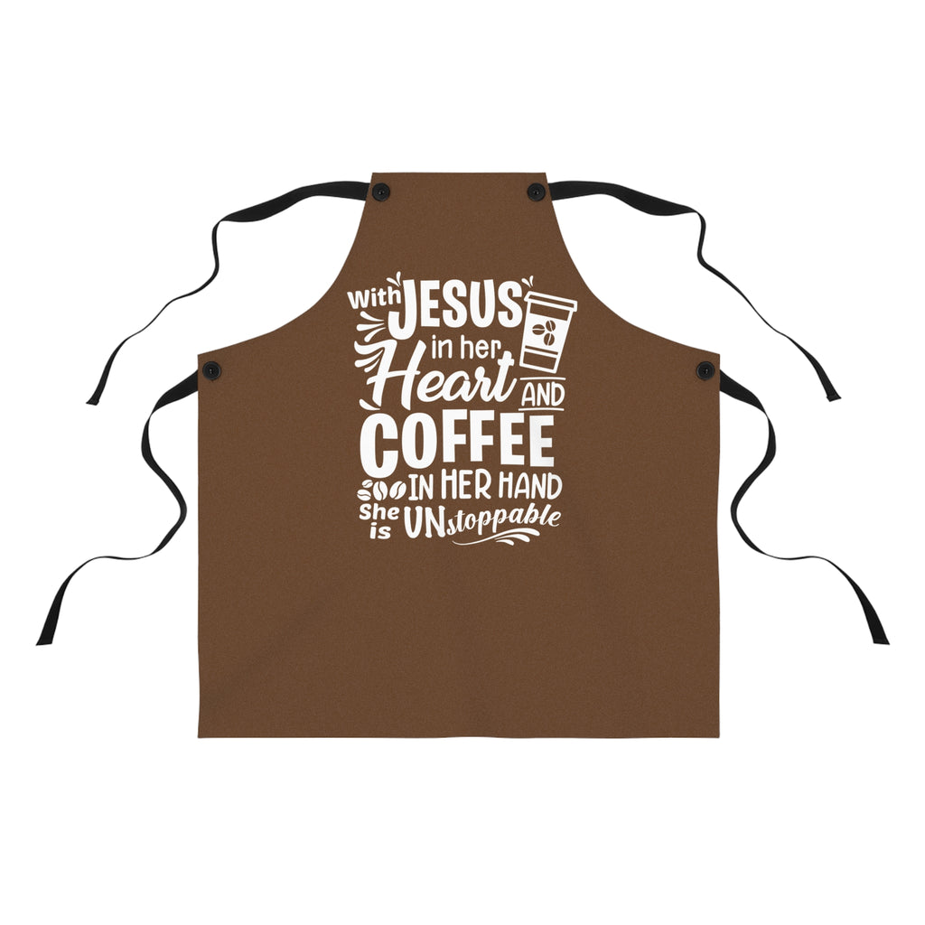 Christian Apron, JESUS and Coffee - Apron Brown, Religious Cooking Gift, Kitchen Accessory, Cooking Apron, Christian Chef Gift, Coffee Lover