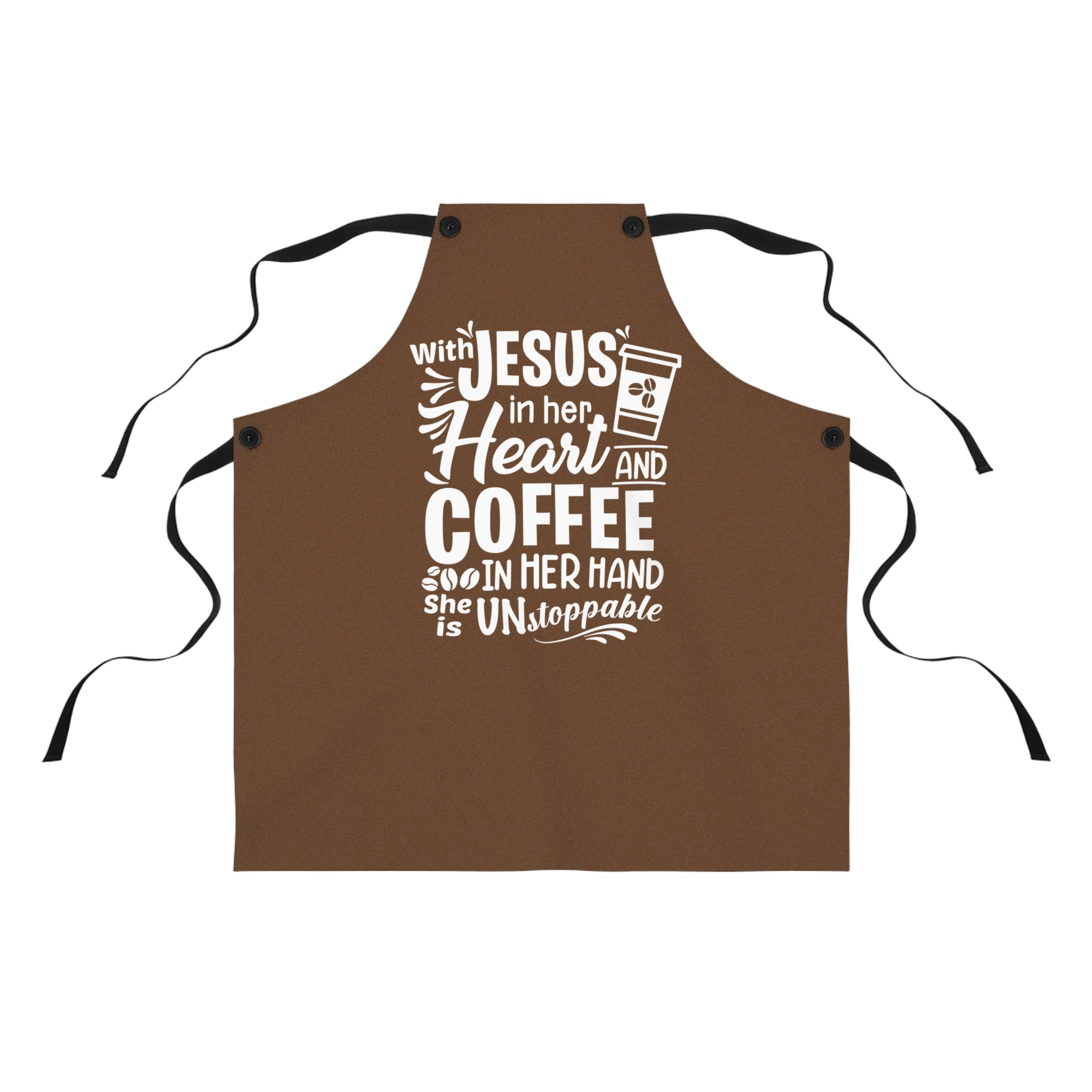 Christian Apron, JESUS and Coffee - Apron Brown, Religious Cooking Gift, Kitchen Accessory, Cooking Apron, Christian Chef Gift, Coffee Lover