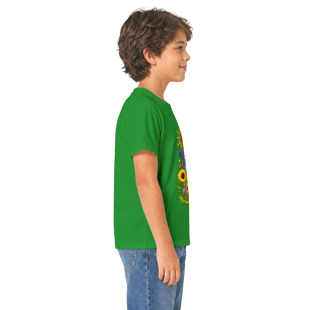 Kids T‑Shirt – "Walking by Faith and Sunshine" Colorful Floral Tee