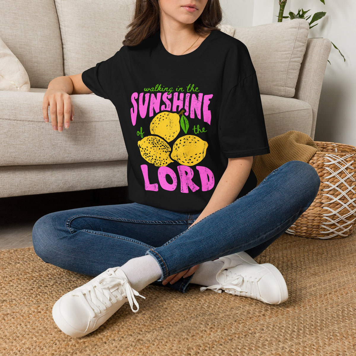 Walking on the Sunshine of the Lord T‑Shirt — Bright Lemon Faith Tee
