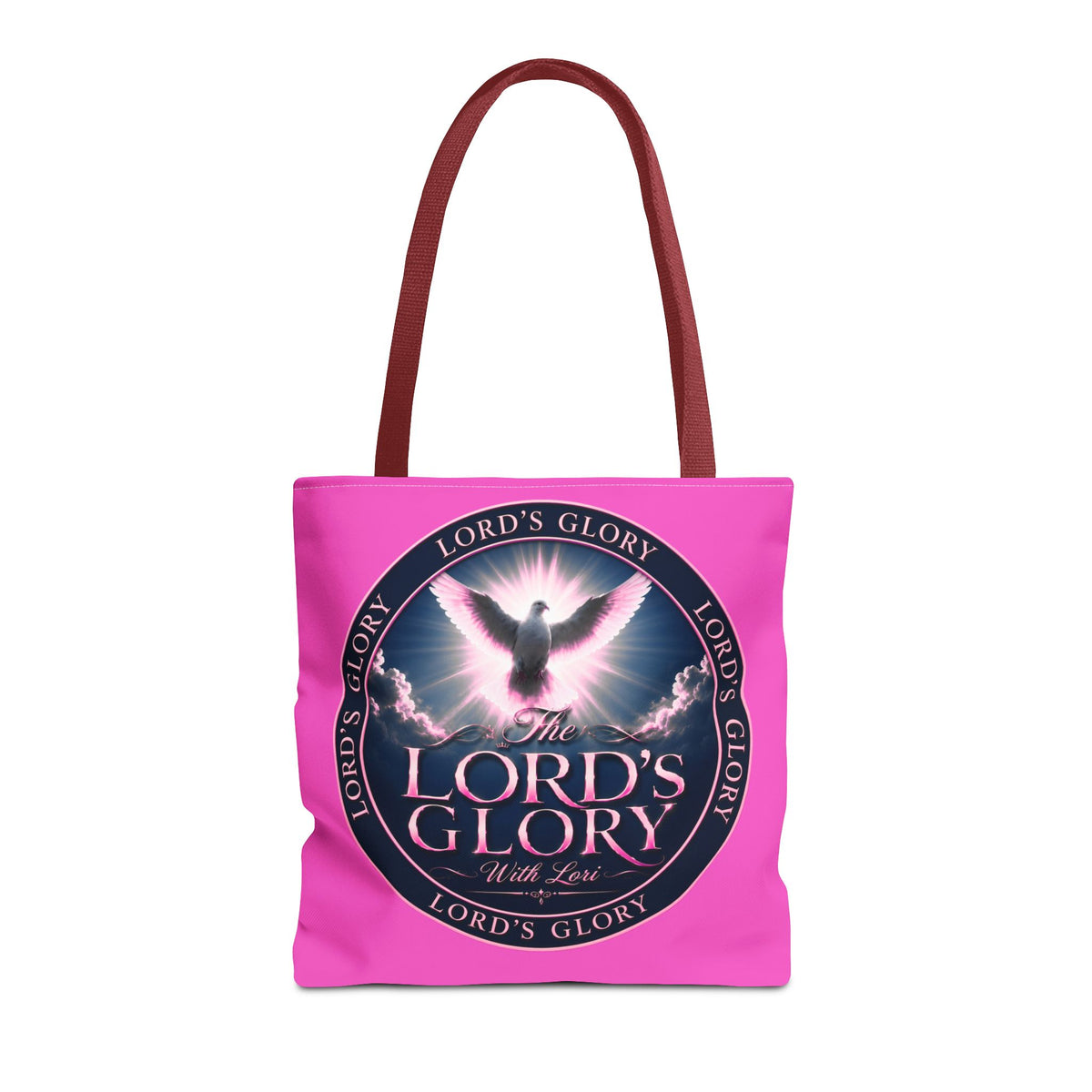 Religious Tote Bag - "The Lord's Glory with Lori" Pink All-Over-Print Christian Tote