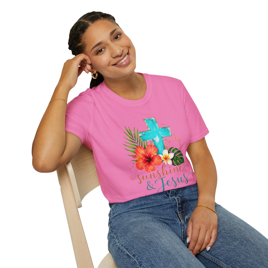 Sunshine & Jesus T-Shirt — Tropical Cross Christian Tee
