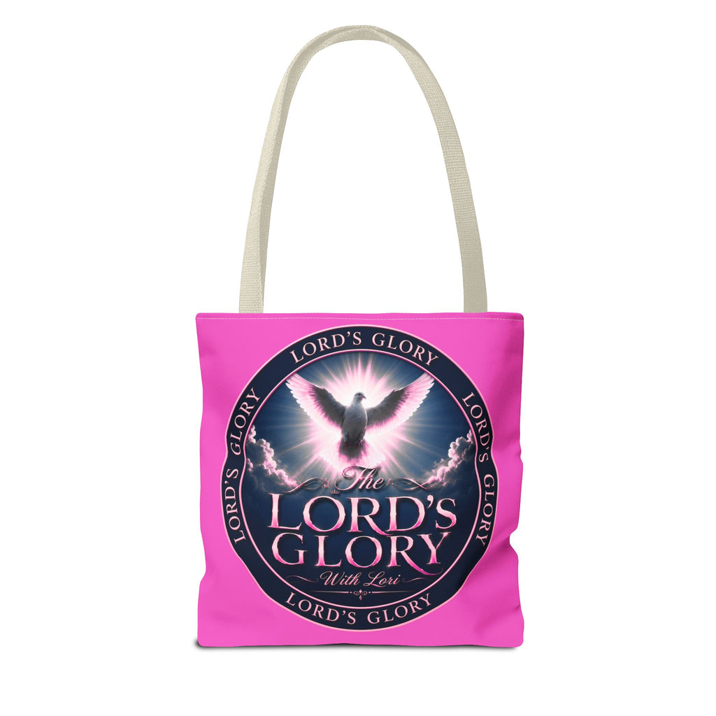 Religious Tote Bag - "The Lord's Glory with Lori" Pink All-Over-Print Christian Tote