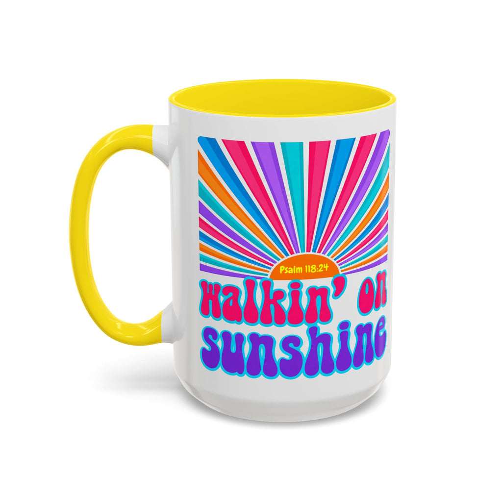 Coffee Mug — "Walkin' on Sunshine" Retro Psalm 118:24 Accent Mug