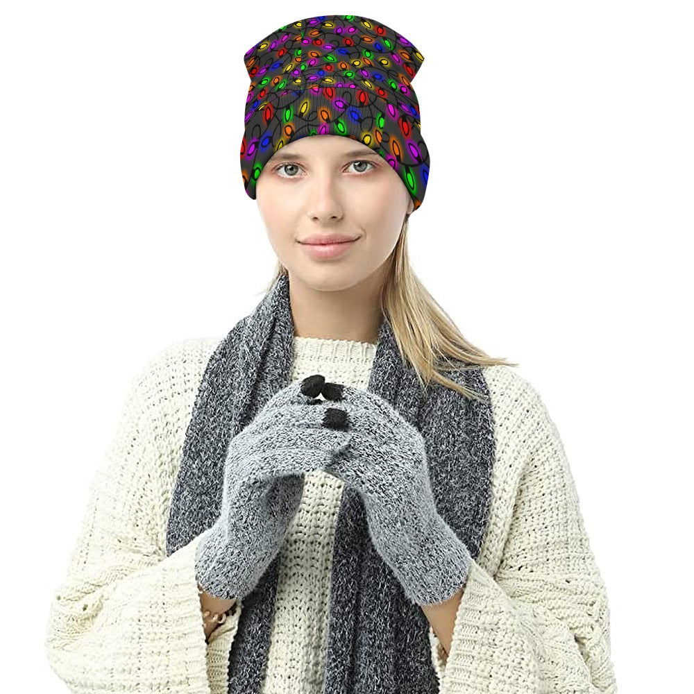 Christmas Lights Full printed knitted hat