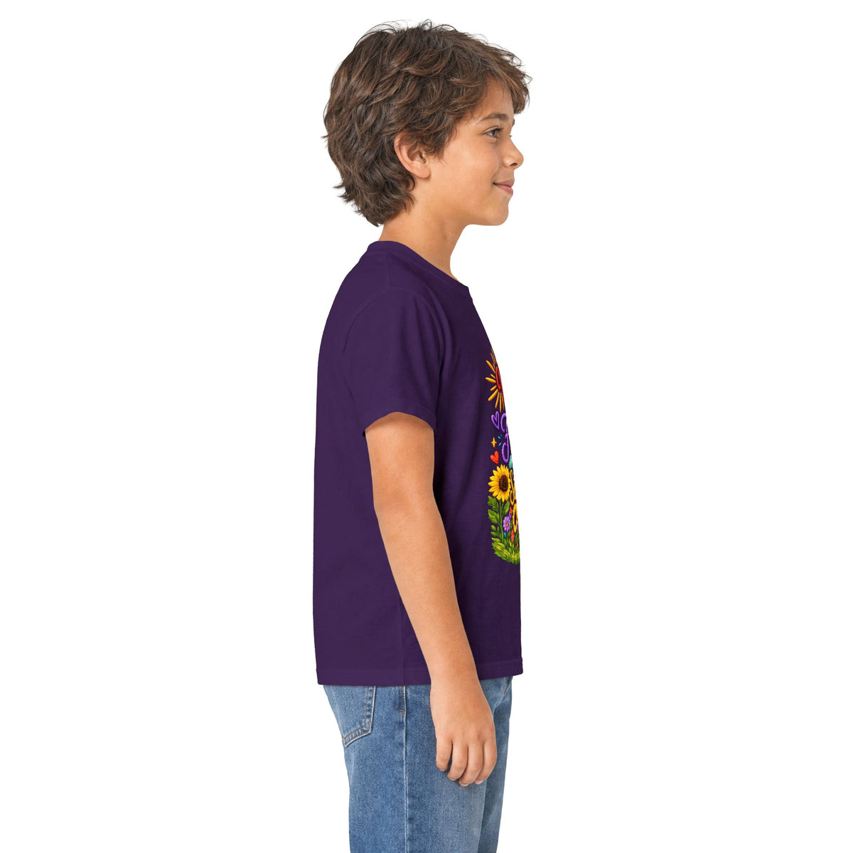 Kids T‑Shirt – "Walking by Faith and Sunshine" Colorful Floral Tee