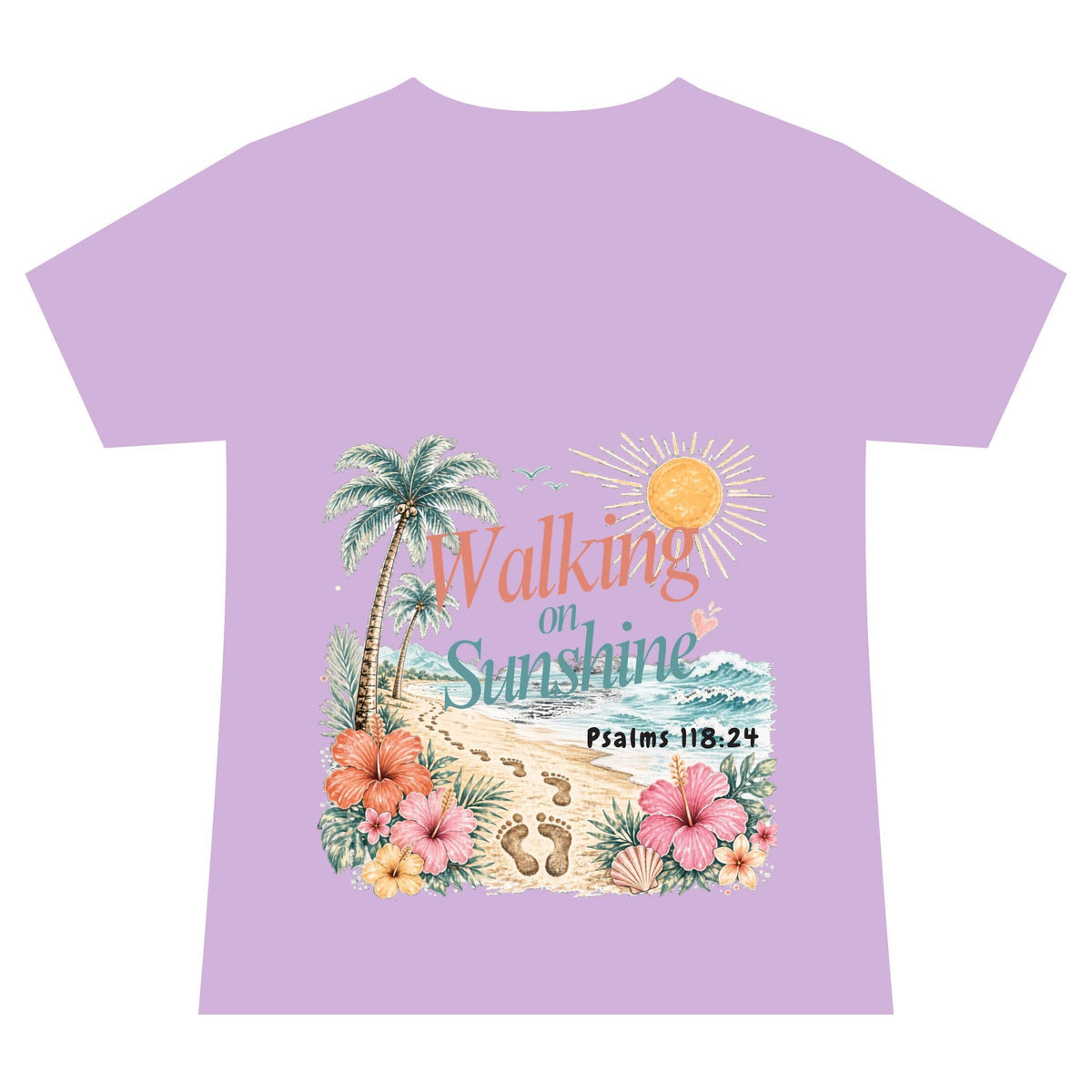 Beach Faith V-Neck Tee — "Walk on Sunshine" Psalms 118:24 Tropical Shirt
