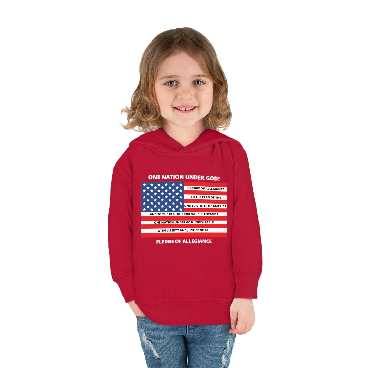 One Nation Under GOD Pledge of Allegiance Toddler Pullover Fleece Hoodie