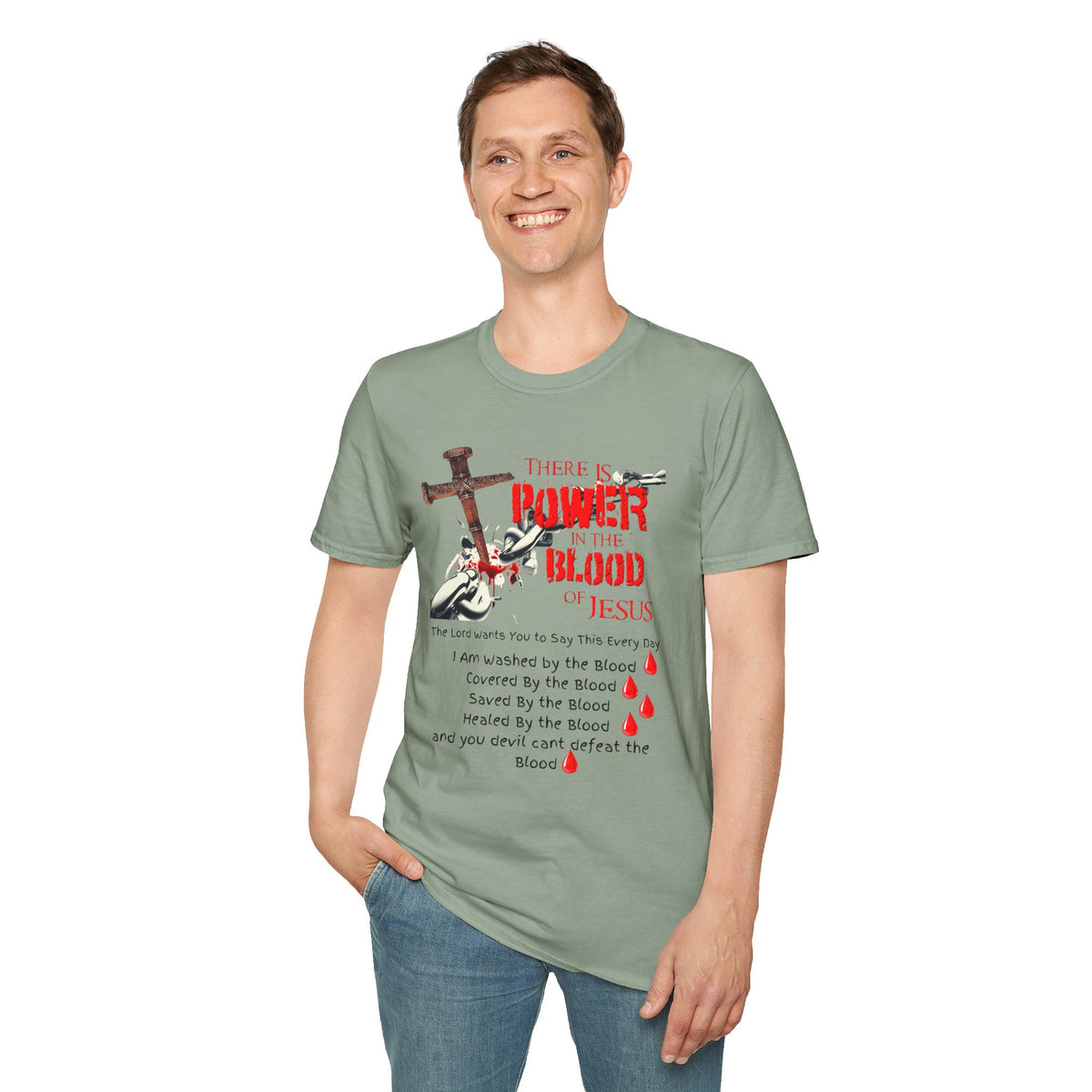 Jesus Blood Cross T-Shirt — "There Is Power In The Blood of Jesus" Christian Tee