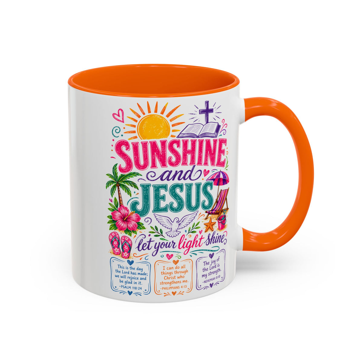 Sunshine and Jesus Coffee Mug — Faith-Inspired Beach Vibe Accent Mug (11/15oz)