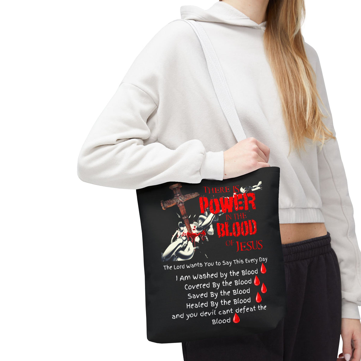 Tote — "The Power of the Blood of Jesus" Inspirational Christian Tote Bag